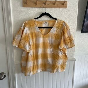 a.n.a Yellow and White Checkered Blouse